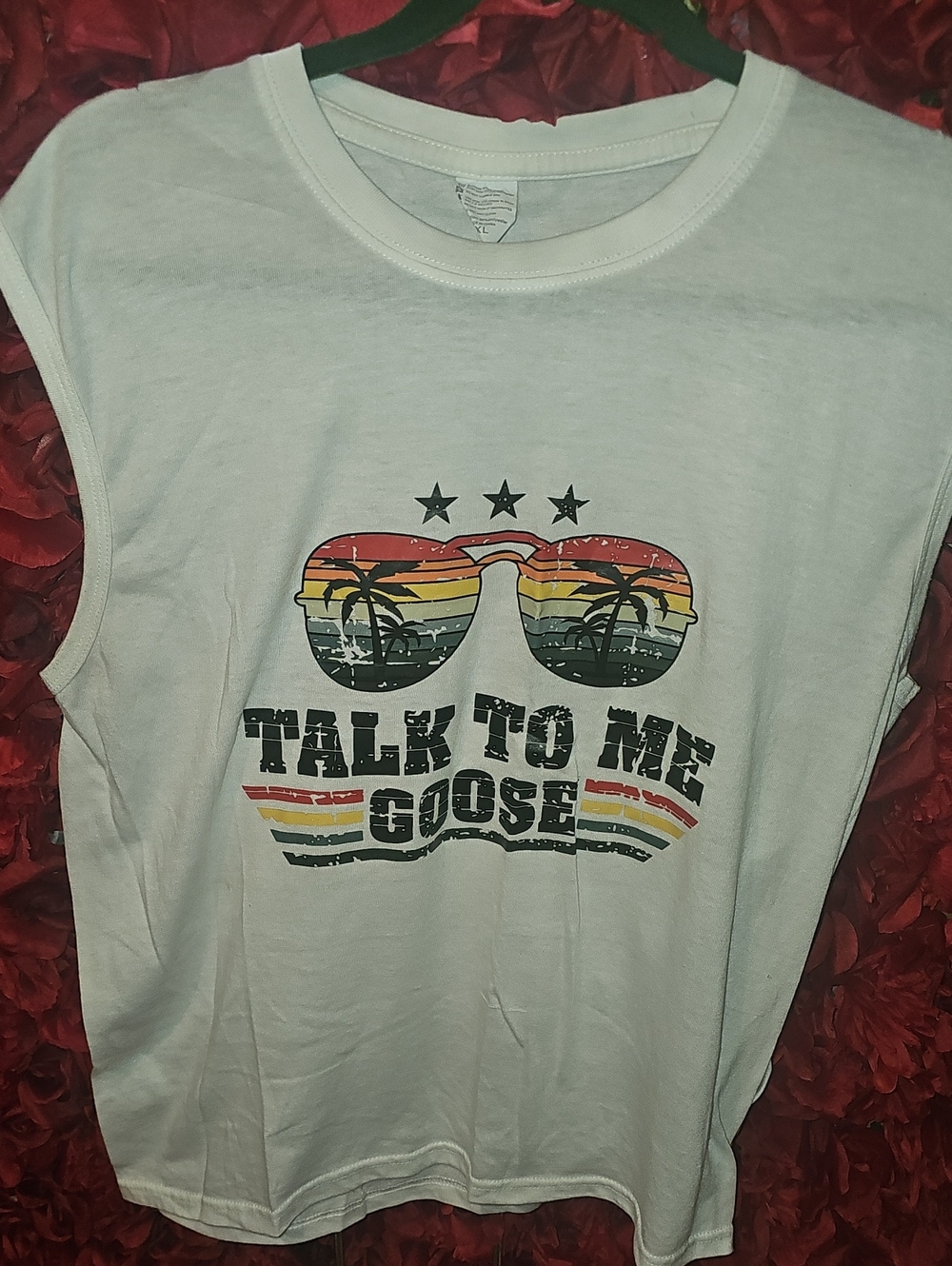 Top Gun Talk To Me Goose Graphic White Sleeveless Tee Size XLarge